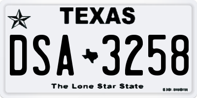 TX license plate DSA3258