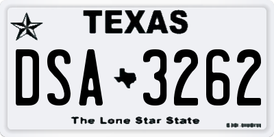 TX license plate DSA3262