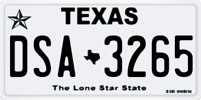 TX license plate DSA3265