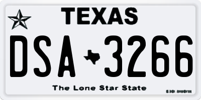 TX license plate DSA3266