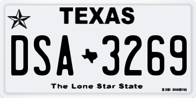 TX license plate DSA3269