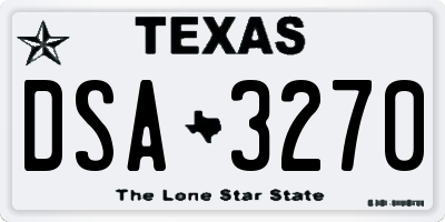 TX license plate DSA3270