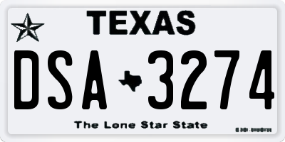 TX license plate DSA3274