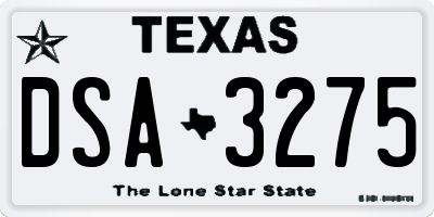 TX license plate DSA3275