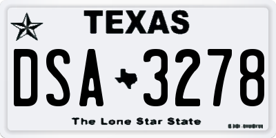TX license plate DSA3278