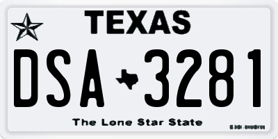 TX license plate DSA3281