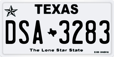TX license plate DSA3283
