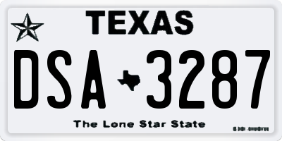 TX license plate DSA3287