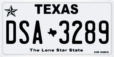 TX license plate DSA3289
