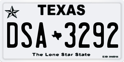TX license plate DSA3292