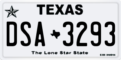 TX license plate DSA3293