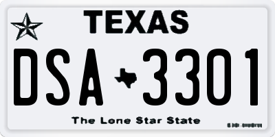 TX license plate DSA3301