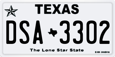 TX license plate DSA3302