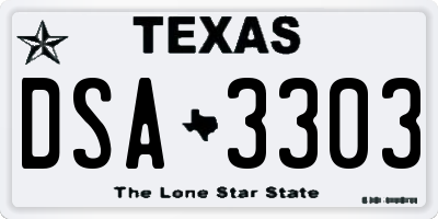 TX license plate DSA3303