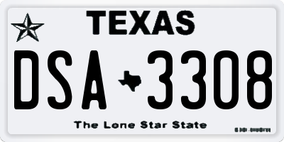 TX license plate DSA3308