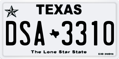 TX license plate DSA3310