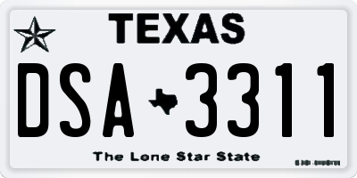 TX license plate DSA3311