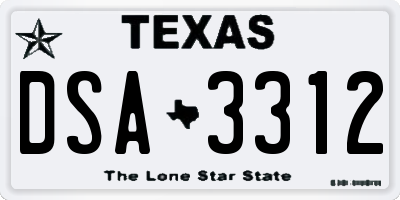 TX license plate DSA3312