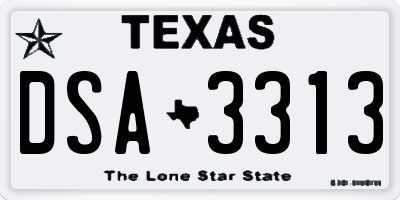 TX license plate DSA3313