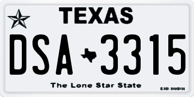 TX license plate DSA3315