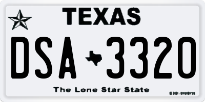 TX license plate DSA3320