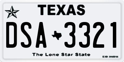 TX license plate DSA3321