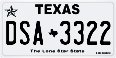 TX license plate DSA3322