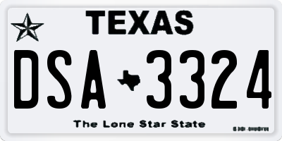 TX license plate DSA3324