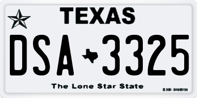 TX license plate DSA3325
