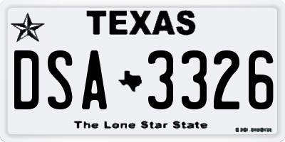 TX license plate DSA3326