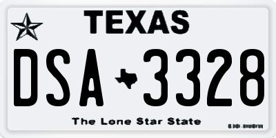 TX license plate DSA3328