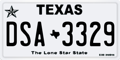 TX license plate DSA3329
