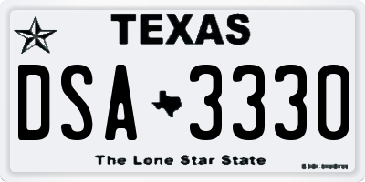 TX license plate DSA3330