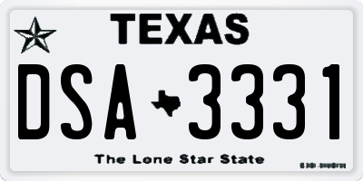 TX license plate DSA3331