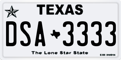 TX license plate DSA3333