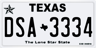 TX license plate DSA3334