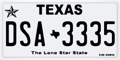 TX license plate DSA3335