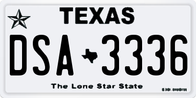 TX license plate DSA3336