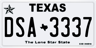 TX license plate DSA3337