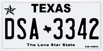 TX license plate DSA3342