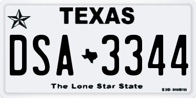 TX license plate DSA3344