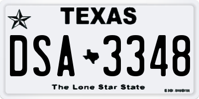 TX license plate DSA3348