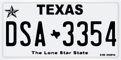TX license plate DSA3354
