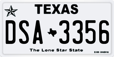 TX license plate DSA3356