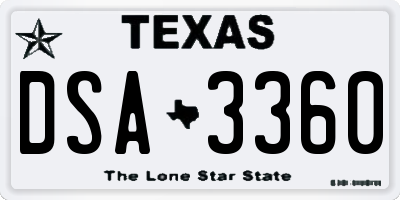 TX license plate DSA3360