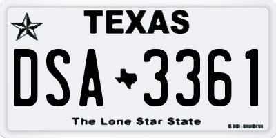 TX license plate DSA3361