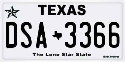 TX license plate DSA3366
