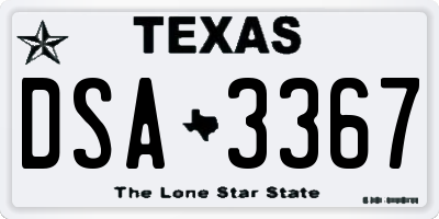 TX license plate DSA3367
