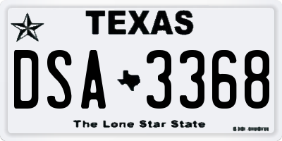 TX license plate DSA3368