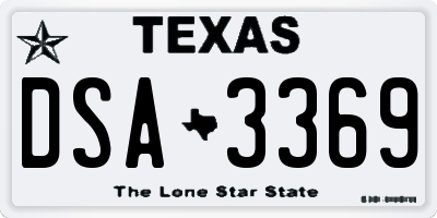 TX license plate DSA3369